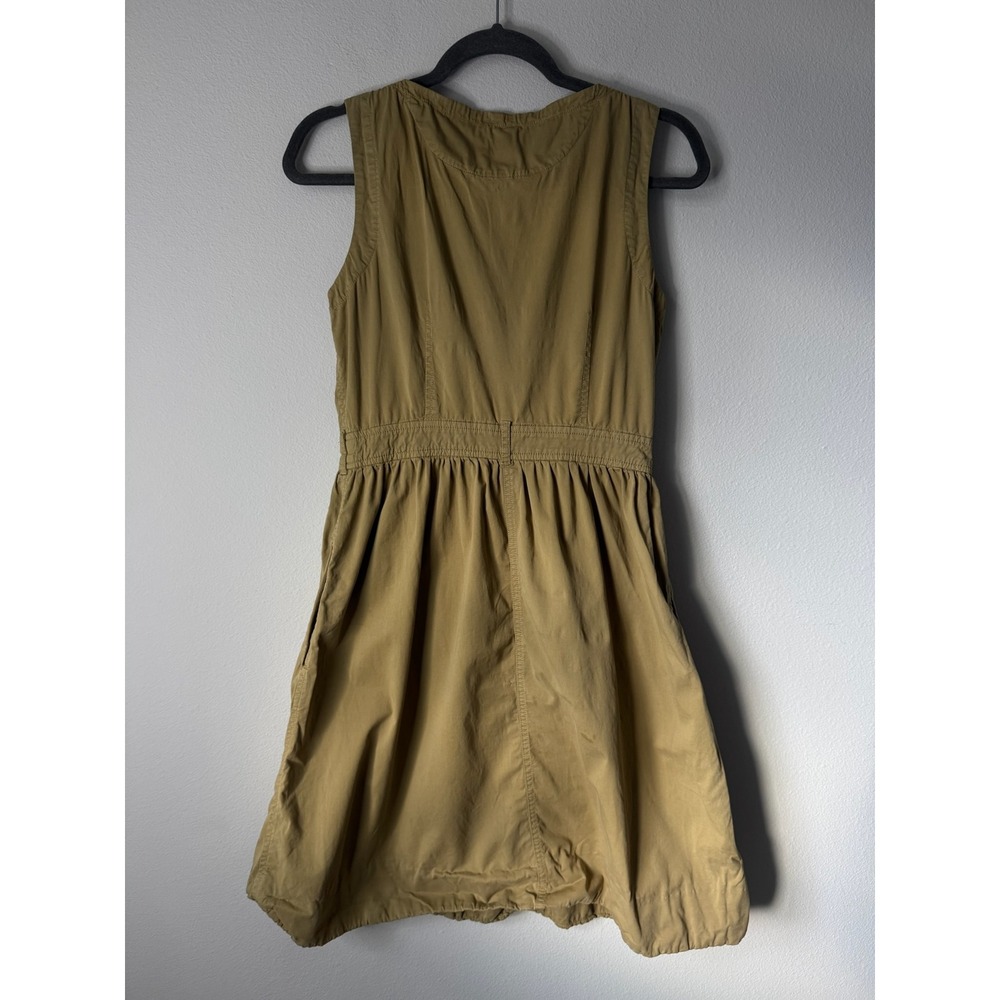 J.Crew Womens Khaki Tan Double Breasted Trench Dress‎ Sleeveless Size 0 Utility - Picture 2 of 4
